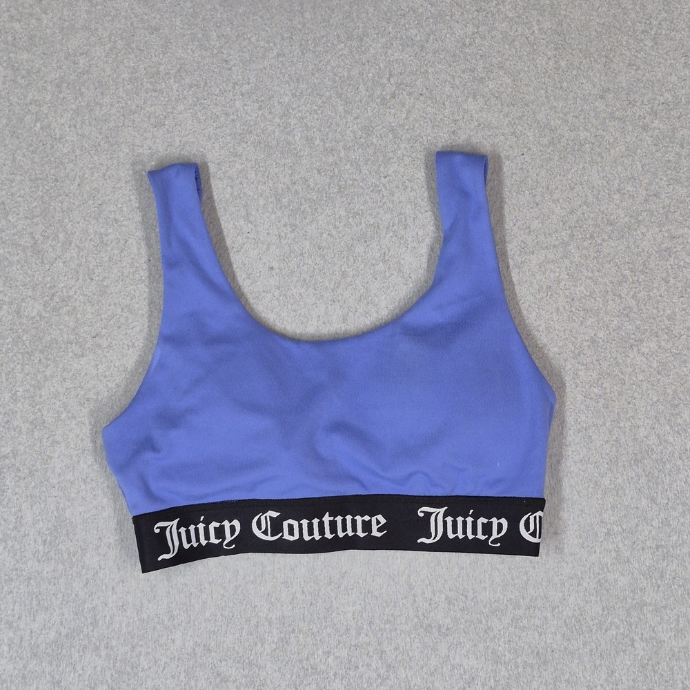 Juicy Couture Women Sports Bra Medium Purple Logo Waistband Wide Strap